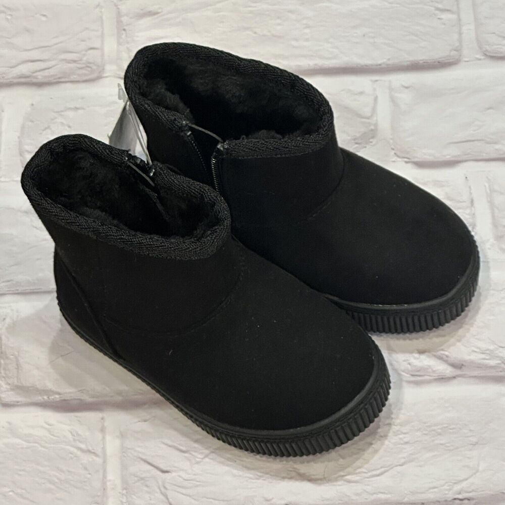 Baby Girl Toddler Cat & Jack Black Arlo Sz 5 Boots Fur Lined Winter Snow